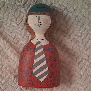 Figurine with Red and Blue Accents Bank